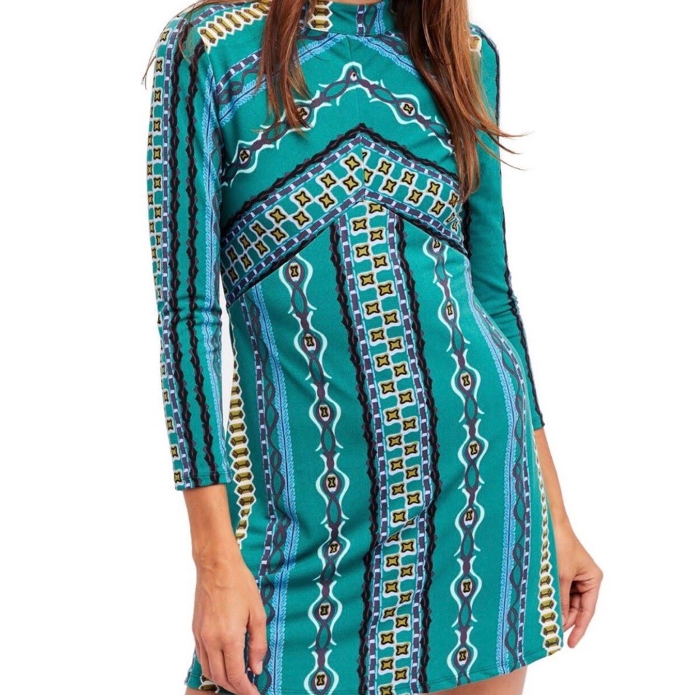 Free People Stella Green Mini Dress Retro NWT - Picture 3 of 8